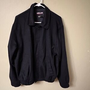 Kirkland Signature Mens Black Wool Blend Cashmere Bomber Jacket Size M‎
